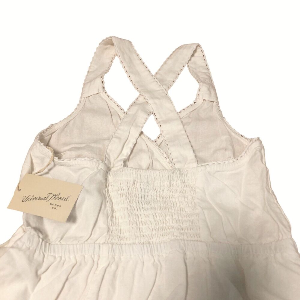 NEW Universal Thread Linen Rayon Cross Back Maxi Dress Summer Smocked White Sz S - Picture 8 of 10